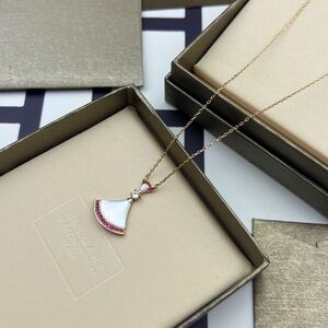 BVLGARI Divas' Dream Rose Gold MOP, Ruby & Diamond Fan Pendant Necklace✨
